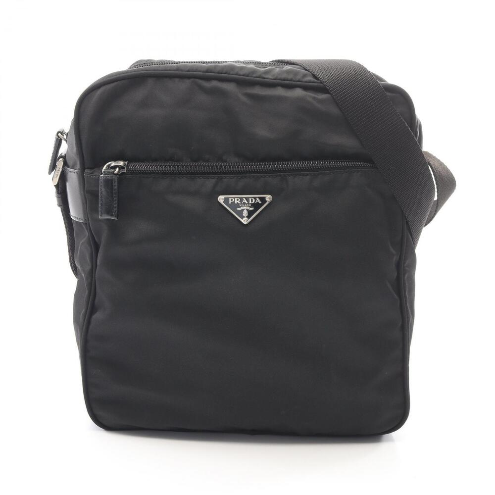 Prada Triangle Shoulder Bag Leather Black